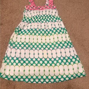 GAP Green and White Dot-Pattern Sundress with Pink Trim